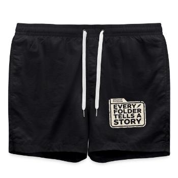 Jeder Ordner erzählt eine Geschichte - Badeshorts - Schwarz - Vorne - AI Model Male 185 light (185cm)