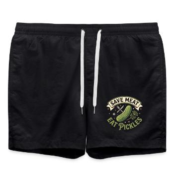 Save Meat Eat Pickles Lustiges Vegan - Badeshorts - Schwarz - Vorne - AI Model Male 185 light (185cm)