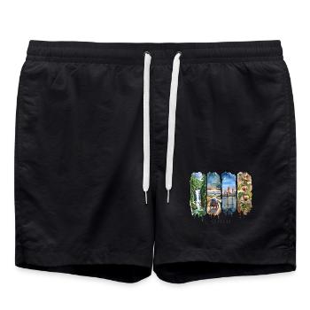 Ohio Travel – Heart of it All & History - Badeshorts - Schwarz - Vorne - AI Model Male 185 light (185cm)