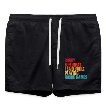 Sorry for What I Said: Board Games - Badeshorts - Schwarz - Vorne - AI Model Male 185 light (185cm)