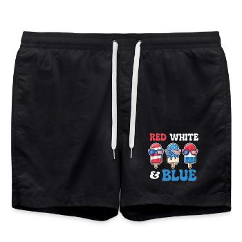 Rot, Weiß, Blau, Patriotischer Vierter Juli - Badeshorts - Schwarz - Vorne - AI Model Male 185 light (185cm)