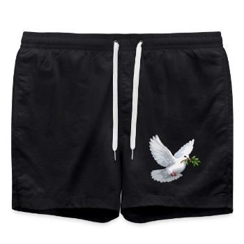 Dove with Olive Branch - Swim Trunks - black - Front - AI Model Male 185 light (185cm)