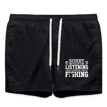 Sorry I Wasn't Listening Fishing - Swim Trunks - black - Front - AI Model Male 185 light (185cm)