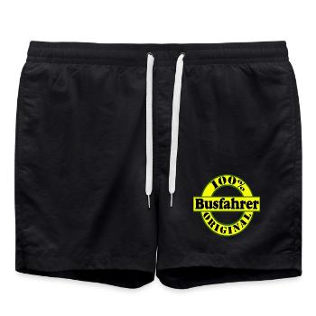 Busfahrer Original 100% Badge - Badeshorts - Schwarz - Vorne - AI Model Male 185 light (185cm)
