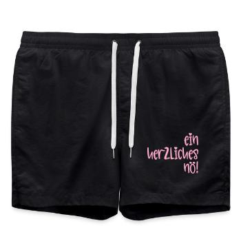 Absage - Herzliches Nö - Badeshorts - Schwarz - Vorne - AI Model Male 185 light (185cm)