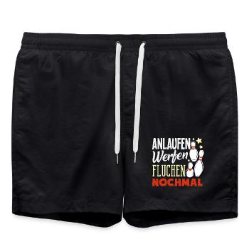 Anlaufen Werfen Fluchen Bowling - Badeshorts - Schwarz - Vorne - AI Model Male 185 light (185cm)