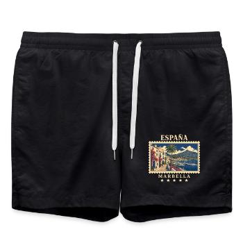 Spanien Marbella Vintage Reisemarke - Badeshorts - Schwarz - Vorne - AI Model Male 185 light (185cm)