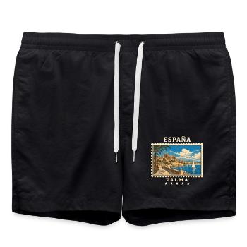 Spanien Palma de Mallorca Vintage Reisemarke - Badeshorts - Schwarz - Vorne - AI Model Male 185 light (185cm)