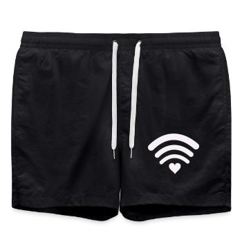 Wi-Fi-Heart-Wifi Design - Swim Trunks - black - Front - AI Model Male 185 light (185cm)