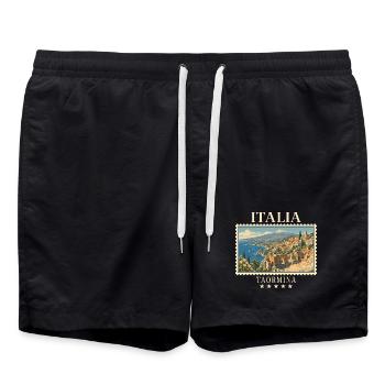 Italien Taormina Vintage Reisemarke - Badeshorts - Schwarz - Vorne - AI Model Male 185 light (185cm)