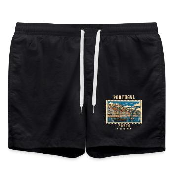 Portugal Porto Vintage Reisemarke - Badeshorts - Schwarz - Vorne - AI Model Male 185 light (185cm)