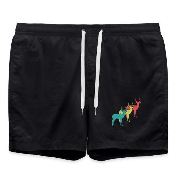 Antelope Silhouettes Vintage - Swim Trunks - black - Front - AI Model Male 185 light (185cm)
