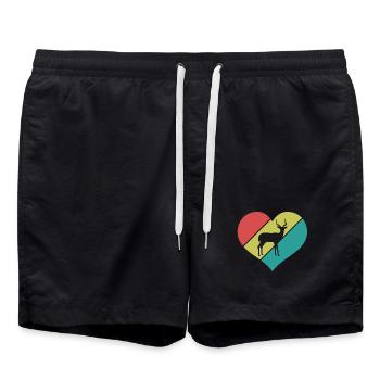 Antilope Herz – Safari Afrika - Badeshorts - Schwarz - Vorne - AI Model Male 185 light (185cm)