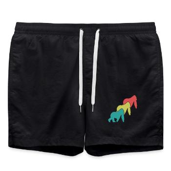 Three Monkeys Silhouettes Retro - Swim Trunks - black - Front - AI Model Male 185 light (185cm)