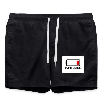 PATIENCE Battery Icon with Font - Swim Trunks - black - Front - AI Model Male 185 light (185cm)
