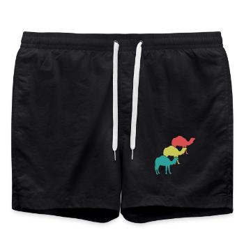 Kamel Trio Retro-Look - Badeshorts - Schwarz - Vorne - AI Model Male 185 light (185cm)