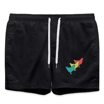 Hühner Trio Retro - Badeshorts - Schwarz - Vorne - AI Model Male 185 light (185cm)