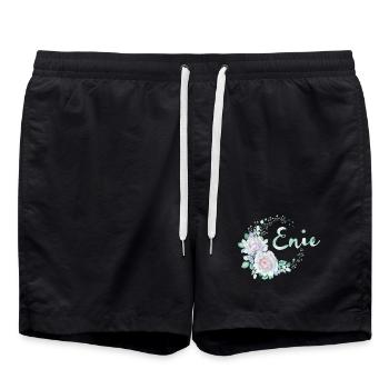 Blumenrahmen Enie - Badeshorts - Schwarz - Vorne - AI Model Male 185 light (185cm)