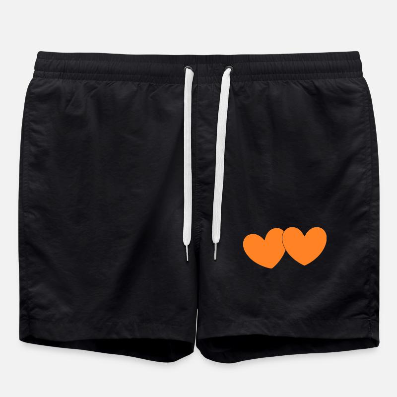 orange heart orange valentine's day - Swim Trunks - black