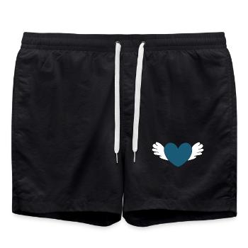 Coeur bleu avec des ailes Saint-Valentin - Short de bain - noir - Devant - AI Model Male 185 light (185cm)