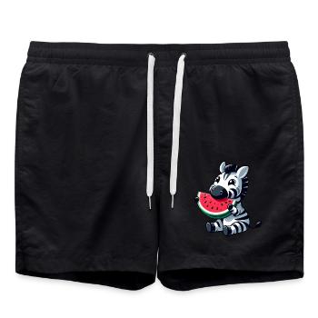 Zebra Melon Pastèque Fruit Fruité - Short de bain - noir - Devant - AI Model Male 185 light (185cm)