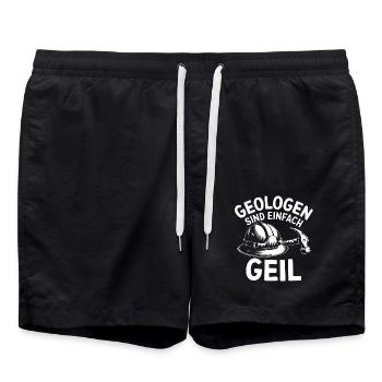 Geologen sind einfach cool. Geologenhelm - Badeshorts - Schwarz - Vorne - AI Model Male 185 light (185cm)