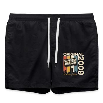 2009 Vintage Born Vintage Retro Birthday - Swim Trunks - black - Front - AI Model Male 185 light (185cm)