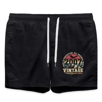 Vintage 2007 Vintage Cadeau d’anniversaire Rétro - Short de bain - noir - Devant - AI Model Male 185 light (185cm)