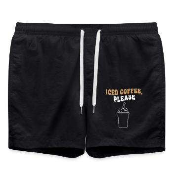 Iced Coffee Barista Koffein Espresso Eiskaffee - Badeshorts - Schwarz - Vorne - AI Model Male 185 light (185cm)