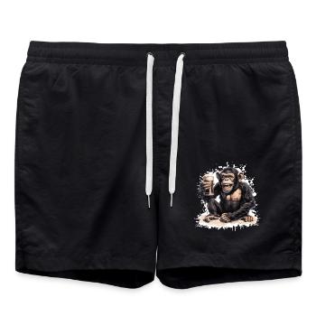 Affe Bier Lustig - Badeshorts - Schwarz - Vorne - AI Model Male 185 light (185cm)