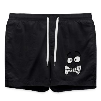Visage anxieux de bande dessinée anxieux - Short de bain - noir - Devant - AI Model Male 185 light (185cm)