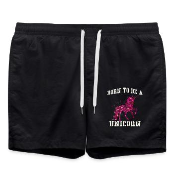 Born to be a Unicorn mit rotem glitzer Einhorn - Badeshorts - Schwarz - Vorne - AI Model Male 185 light (185cm)
