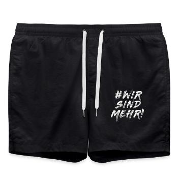 #WIRSINDMEHR # Wir sind mehr - Badeshorts - Schwarz - Vorne - AI Model Male 185 light (185cm)