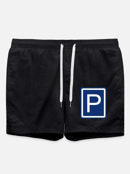 Parkplatz Auto Parkhaus Parkbucht Verkehrsschild - Badeshorts - Schwarz
