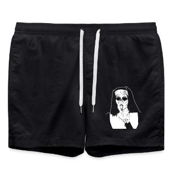 gruselige nonne geschenk shirt - Badeshorts - Schwarz - Vorne - AI Model Male 185 light (185cm)
