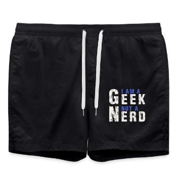 I Am A Geek Not A Nerd - Swim Trunks - black - Front - AI Model Male 185 light (185cm)