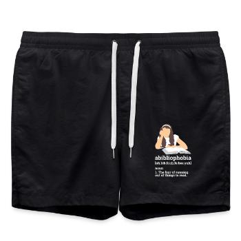 READING: abibliophobia - Swim Trunks - black - Front - AI Model Male 185 light (185cm)