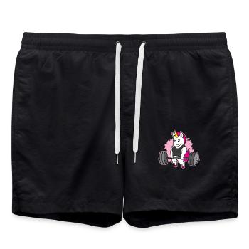 Starkes Einhorn - Badeshorts - Schwarz - Vorne - AI Model Male 185 light (185cm)