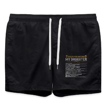 Dad Daughter Gift Rules Heart Love - Swim Trunks - black - Front - AI Model Male 185 light (185cm)