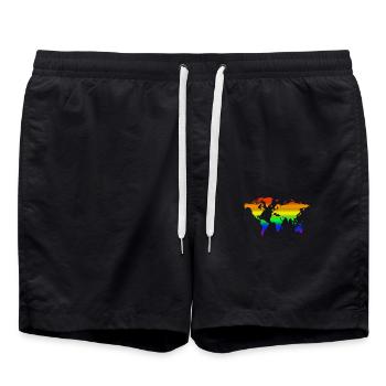 Rainbow World - Swim Trunks - black - Front - AI Model Male 185 light (185cm)