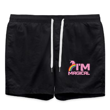 I am magical unicorn rainbow gift - Swim Trunks - black - Front - AI Model Male 185 light (185cm)
