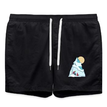 Tee-shirt aventure fils d'hiver père fils - Short de bain - noir - Devant - AI Model Male 185 light (185cm)