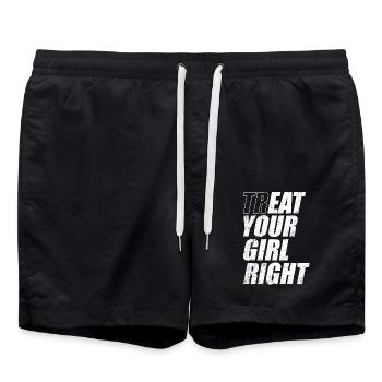 Treat & Eat Your Girl Right / Sex zum Valentinstag - Badeshorts - Schwarz - Vorne - AI Model Male 185 light (185cm)