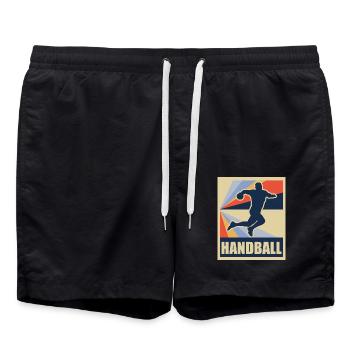 Handball Ballsport Retro Gift - Swim Trunks - black - Front - AI Model Male 185 light (185cm)