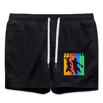 Handball Throw Jump Retro Gift - Swim Trunks - black - Front - AI Model Male 185 light (185cm)