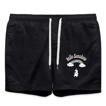 Unicorn Swings on rainbow kids T-shirt - Swim Trunks - black - Front - AI Model Male 185 light (185cm)