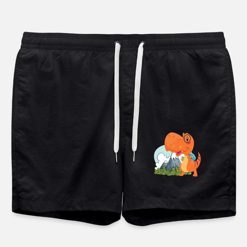 cool funny nerd Dino - Swim Trunks - black