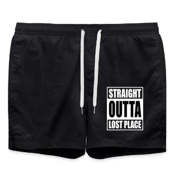 Straight Outta Lost Place - Swim Trunks - black - Front - AI Model Male 185 light (185cm)