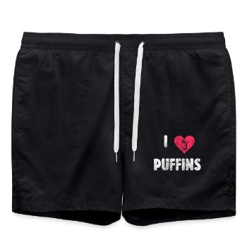 Puffin Island Parrot Diver Bird North Gift - Swim Trunks - black - Front - AI Model Male 185 light (185cm)