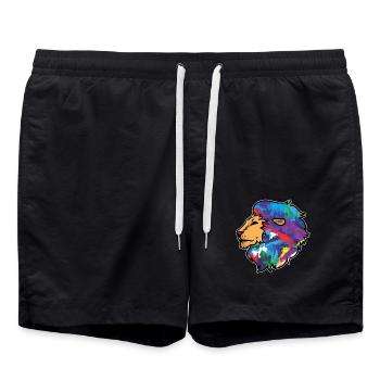 Lion tête coloré animaux dessin - Short de bain - noir - Devant - AI Model Male 185 light (185cm)